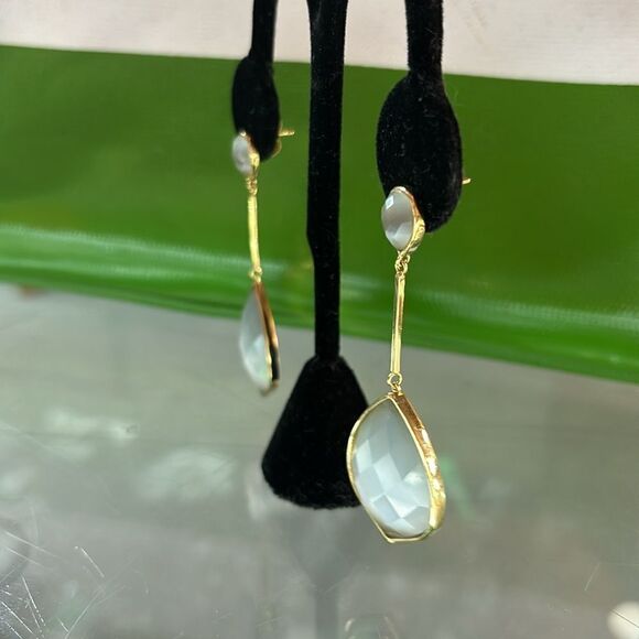 Faceted Crystal Dangle Earrings - Picture 5 of 8